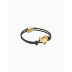 Black Elastic Thread Bracelet with Golden Heart- PUL2641NGRORO-UNO de 50-Renee Taylor Gallery
