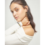 Black Elastic Thread Bracelet with Golden Heart- PUL2641NGRORO-UNO de 50-Renee Taylor Gallery