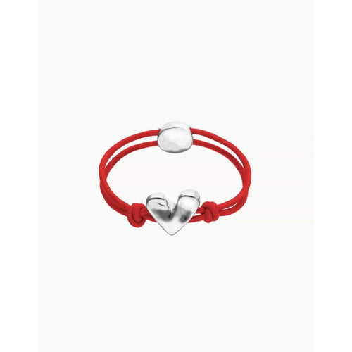 Red Elastic Thread Bracelet with Silver Heart - PUL2641ROJMTL-UNO de 50-Renee Taylor Gallery