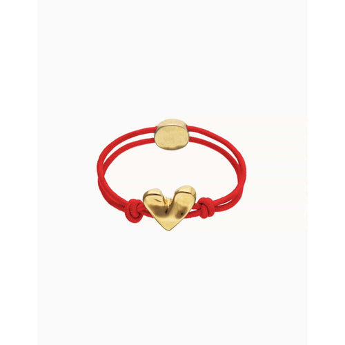 Red Elastic Thread Bracelet with Golden Heart - PUL2641ROJORO-UNO de 50-Renee Taylor Gallery