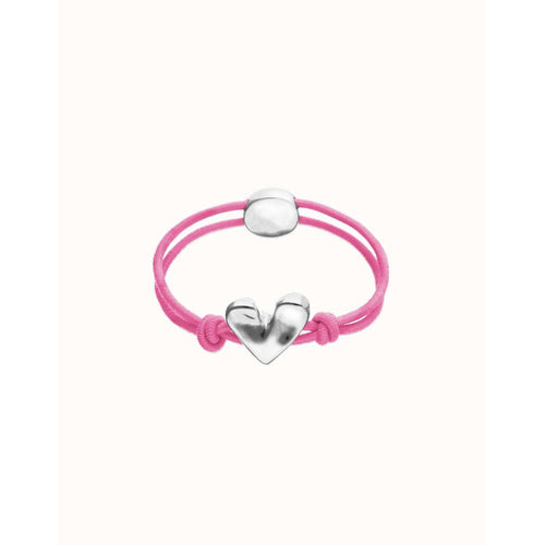 Pink Elastic Thread Bracelet with Silver Heart Charm - PUL2641RSAMTL-UNO de 50-Renee Taylor Gallery