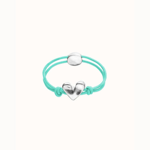 Turquoise Elastic Thread Bracelet with Silver Heart Charm - PUL2641TQSMTL-UNO de 50-Renee Taylor Gallery