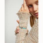 Turquoise Elastic Thread Bracelet with Silver Heart Charm - PUL2641TQSMTL-UNO de 50-Renee Taylor Gallery