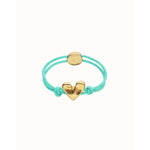 Turquoise Elastic Thread Bracelet with Golden Heart Charm - PUL2641TQSORO-UNO de 50-Renee Taylor Gallery