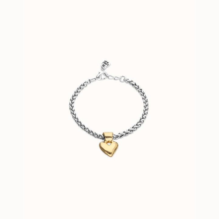 Silver Chain Bracelet with Small Golden Heart Detail - PUL2642OROMTL-UNO de 50-Renee Taylor Gallery