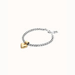 Silver Chain Bracelet with Small Golden Heart Detail - PUL2642OROMTL-UNO de 50-Renee Taylor Gallery