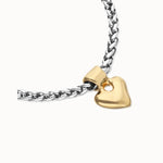 Silver Chain Bracelet with Small Golden Heart Detail - PUL2642OROMTL-UNO de 50-Renee Taylor Gallery