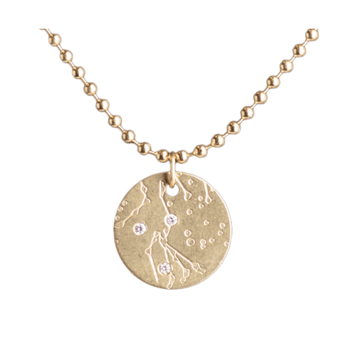 14MM 14K Yellow Gold Disk Night to Remember Pendant with Cubic Zirconia - PY035-AL-NTR-Heavy Stone-Renee Taylor Gallery