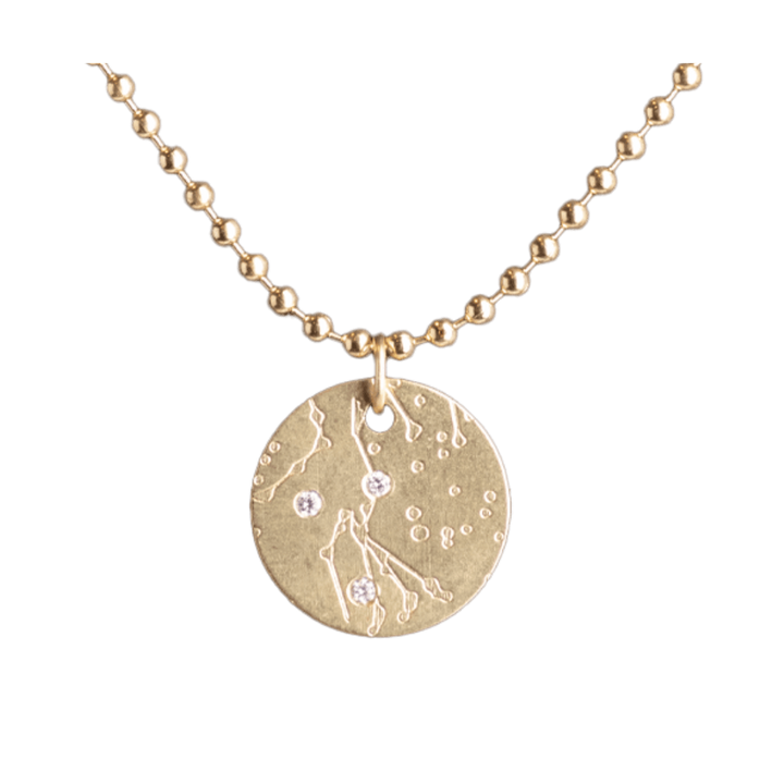 14MM 14K Yellow Gold Disk Night to Remember Pendant with Cubic Zirconia - PY035-AL-NTR-Heavy Stone-Renee Taylor Gallery