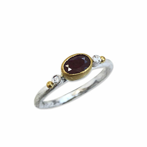 Prismic Ring with Ruby & Sapphire by Lika Behar