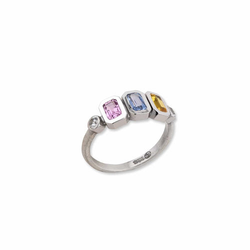Prizmic 'happy' Ring,blu,pink,yel with Sapphire by Lika Behar