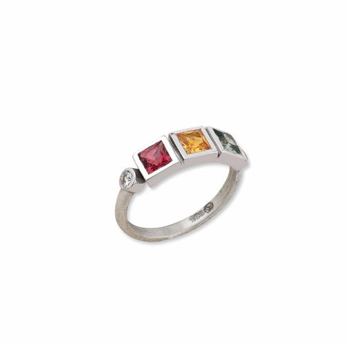 Prizmic 'happy' Ring,red Grn,yel with Sapphire by Lika Behar