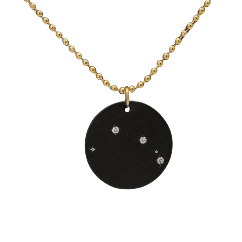Black Zirconium Diamond Zodiac Necklace - ARIES-Heavy Stone-Renee Taylor Gallery