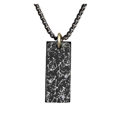 30X12MM Zirconium Rectangle Matte Night to Remember Pendant with Lab Grown White Diamonds - PZ034NTR-Heavy Stone-Renee Taylor Gallery