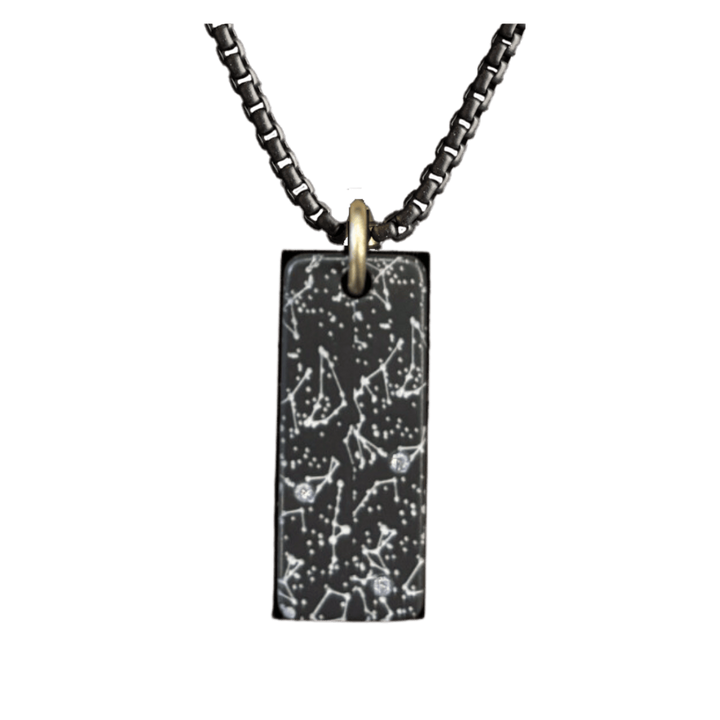30X12MM Zirconium Rectangle Matte Night to Remember Pendant with Lab Grown White Diamonds - PZ034NTR-Heavy Stone-Renee Taylor Gallery