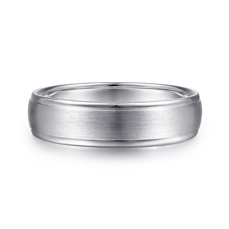 14K White Gold 6mm - Men's Wedding Band in Satin Finish - MBM0115-60W4JJJ-Gabriel & Co.-Renee Taylor Gallery