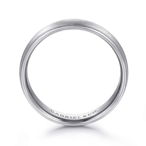14K White Gold 6mm - Men's Wedding Band in Satin Finish - MBM0115-60W4JJJ-Gabriel & Co.-Renee Taylor Gallery