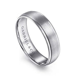 14K White Gold 6mm - Men's Wedding Band in Satin Finish - MBM0115-60W4JJJ-Gabriel & Co.-Renee Taylor Gallery