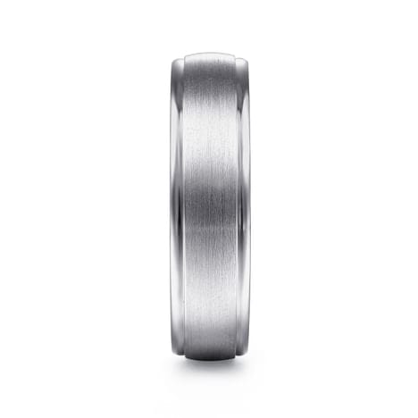 14K White Gold 6mm - Men's Wedding Band in Satin Finish - MBM0115-60W4JJJ-Gabriel & Co.-Renee Taylor Gallery