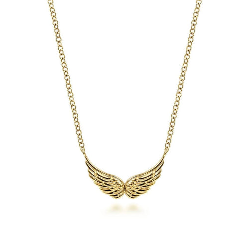14K Yellow Gold Angel Wings Pendant Necklace – NK6477Y4JJJ-Gabriel & Co.-Renee Taylor Gallery