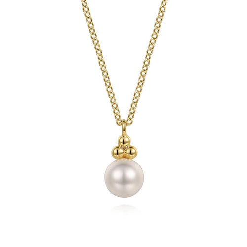 14K Yellow Gold Pearl Drop Necklace – NK7055Y4JPL-Gabriel & Co.-Renee Taylor Gallery
