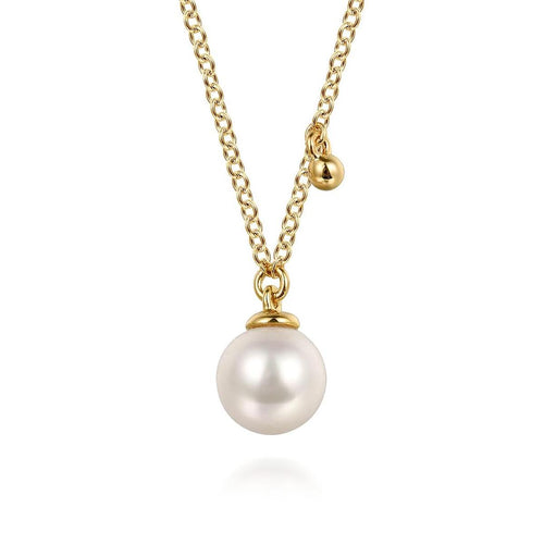 14K Yellow Gold Pearl Drop Necklace – NK7669Y4JPL-Gabriel & Co.-Renee Taylor Gallery