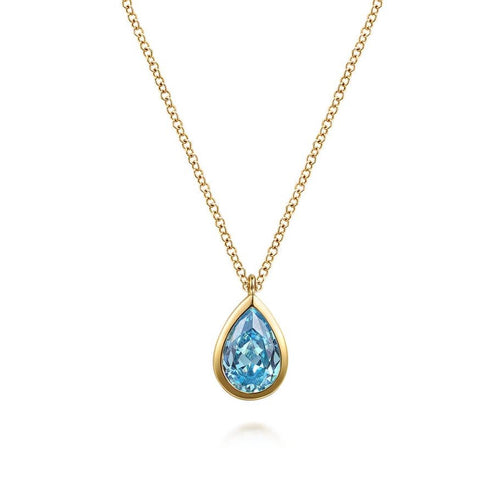 14K Yellow Gold Blue Topaz Pendant Necklace – NK7672Y4JBT-Gabriel & Co.-Renee Taylor Gallery