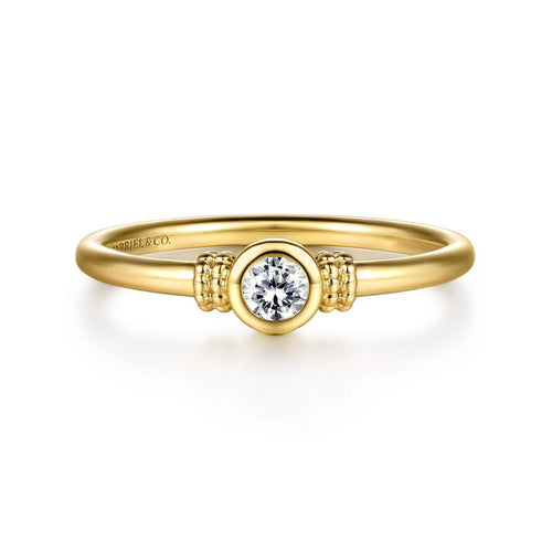 14K Yellow Gold Bujukan White Sapphire Bezel Promise Ring Bujukan Collection - LR53060Y4JWS-Gabriel & Co.-Renee Taylor Gallery