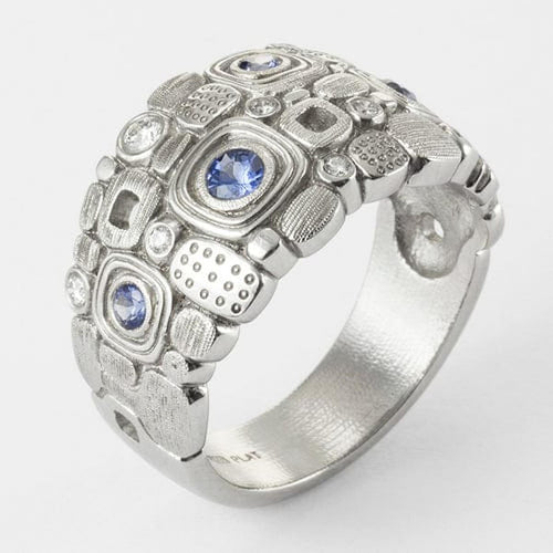 Platinum Little Windows Sapphire & Diamond Ring - R-101PS-Alex Sepkus-Renee Taylor Gallery