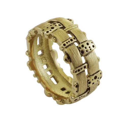 18K "Woven Fence" Ring - R-177A-Alex Sepkus-Renee Taylor Gallery