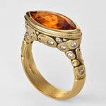 18K, Emerald and Diamond "Harriet Flora" Marquise Ring - R-183D-Alex Sepkus-Renee Taylor Gallery