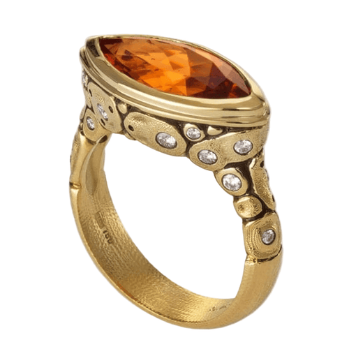 18K, Emerald and Diamond "Harriet Flora" Marquise Ring - R-183D-Alex Sepkus-Renee Taylor Gallery