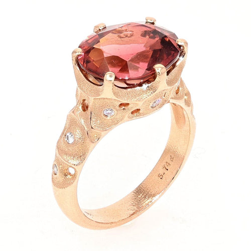 18K Rose Gold and Diamond "Norma" Pinkish Orange Tourmaline Ring - R-225R-Alex Sepkus-Renee Taylor Gallery