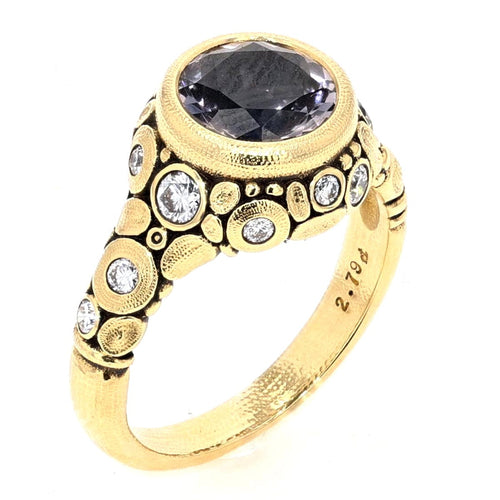 18K, Diamond and Light Pink Spinel "Circle" Ring - R-84D-Alex Sepkus-Renee Taylor Gallery