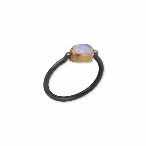 Rajasthan Ring with Moonstone & Diamond by Lika Behar