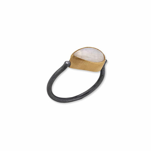 Rajasthan Ring with Moonstone & Diamond by Lika Behar