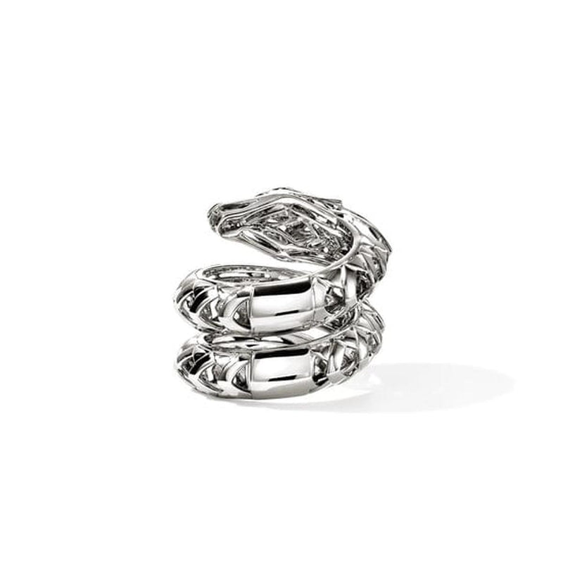 Naga Silver Diamond Pave Double Wrap with Sapphires Ring - RBP603762BSPDIX-John Hardy-Renee Taylor Gallery