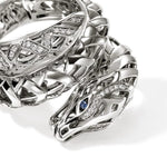 Naga Silver Diamond Pave Double Wrap with Sapphires Ring - RBP603762BSPDIX-John Hardy-Renee Taylor Gallery