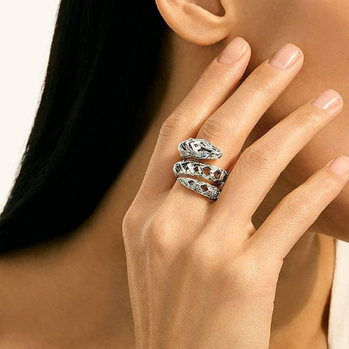 Naga Silver Diamond Pave Double Wrap with Sapphires Ring - RBP603762BSPDIX-John Hardy-Renee Taylor Gallery