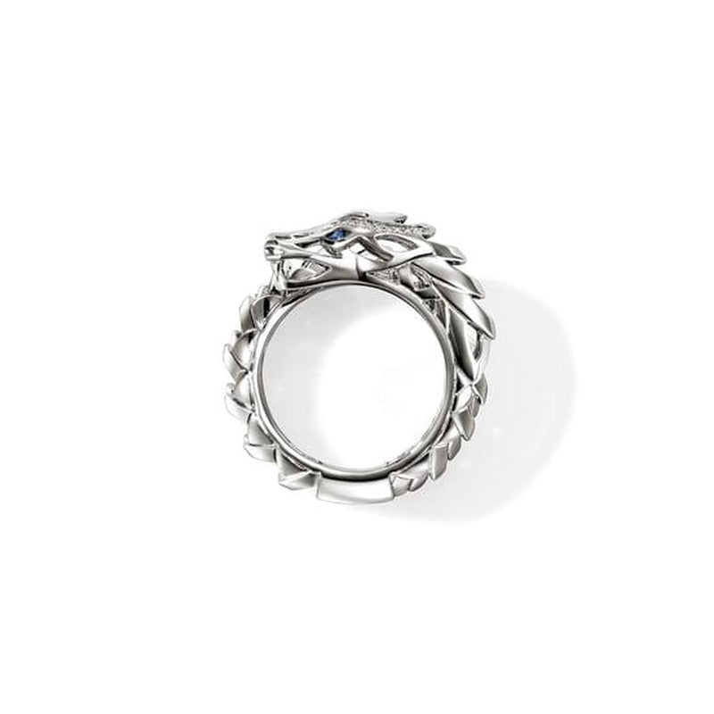 Naga Silver Diamond Pave Double Wrap with Sapphires Ring - RBP603762BSPDIX-John Hardy-Renee Taylor Gallery