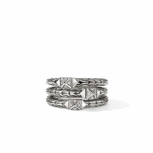 Icon Stud Triple Row Ring, Sterling Silver, Diamonds - RBP972012DI-John Hardy-Renee Taylor Gallery