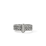 Icon Link Silver Diamond Pavé Ring - RBP987362DIX-John Hardy-Renee Taylor Gallery