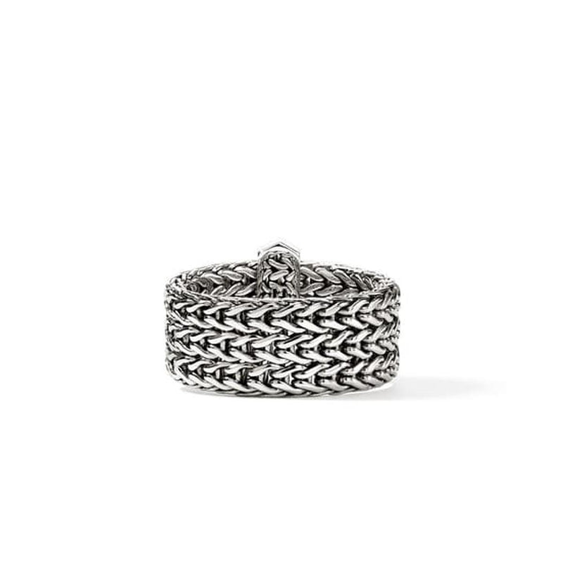 Icon Link Silver Diamond Pavé Ring 9mm - RBP989532DIX-John Hardy-Renee Taylor Gallery