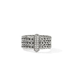 Icon Link Silver Diamond Pavé Ring 9mm - RBP989532DIX-John Hardy-Renee Taylor Gallery