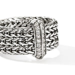 Icon Link Silver Diamond Pavé Ring 9mm - RBP989532DIX-John Hardy-Renee Taylor Gallery
