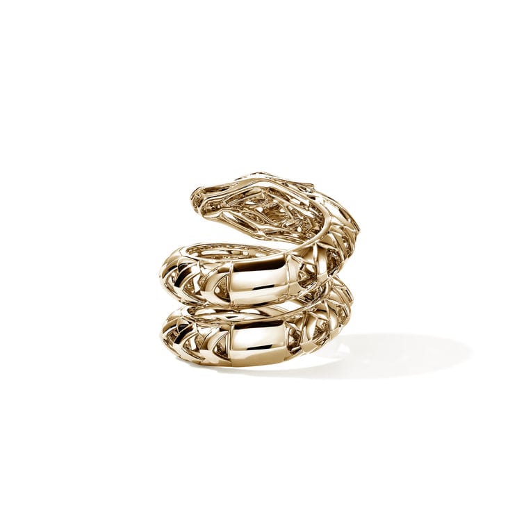 14K Gold & Diamond Naga Double Wrap Ring - RGGX603762DI-John Hardy-Renee Taylor Gallery