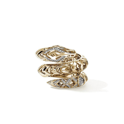Naga 14K Gold Diamond Pave Double Wrap Ring - RGG603762DIX-John Hardy-Renee Taylor Gallery