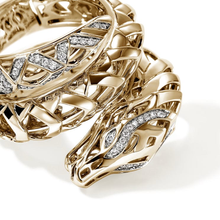 14K Gold & Diamond Naga Double Wrap Ring - RGGX603762DI-John Hardy-Renee Taylor Gallery