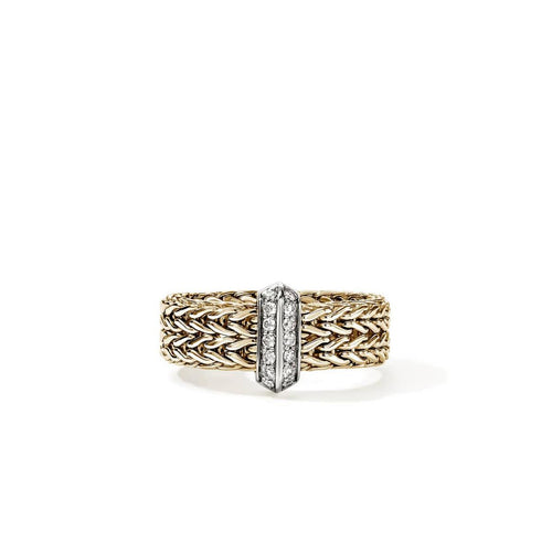 Icon Link 14K Gold Diamond Pavé Ring 9mm - RGGX987362DIX-John Hardy-Renee Taylor Gallery