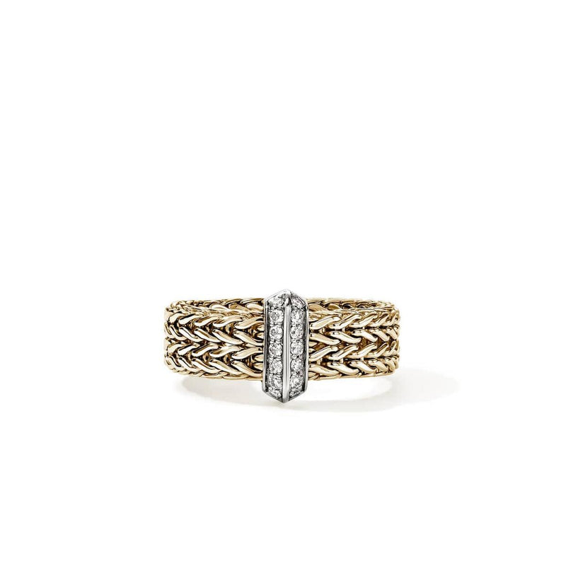 Icon Link 14K Gold Diamond Pavé Ring 9mm - RGGX987362DIX-John Hardy-Renee Taylor Gallery